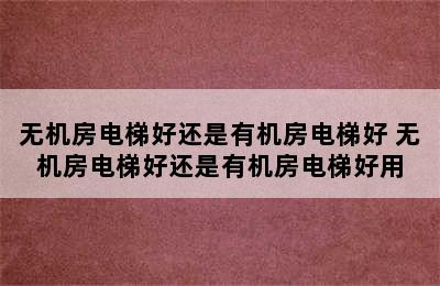 无机房电梯好还是有机房电梯好 无机房电梯好还是有机房电梯好用